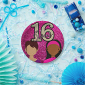 スウィート16お誕生日ケーキピンク紙プレート ペーパープレート (パーティー)