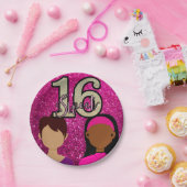 スウィート16お誕生日ケーキピンク紙プレート ペーパープレート (パーティー)