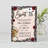 スウィート16かわいいアリスinワンダーランドガール誕生日 招待状 (スタンド正面)