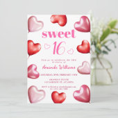 スウィート16かわいいピンクのシックガーリーバースデーパーティー 招待状 (スタンド正面)