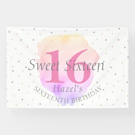スウィート16かわいらしバラピンクかわいらしバースデーパーティー  横断幕 (横)
