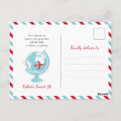 スウィート16の冒険が待っている 女の子の旅行のお誘い ポストカード (裏面)