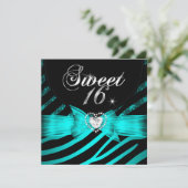 スウィート16アクアブルーブラックゼブラ 招待状 (スタンド正面)