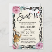 スウィート16アリスインワンダーランドフローラトーンフレーム 招待状 (正面)
