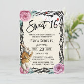 スウィート16アリスインワンダーランドフローラトーンフレーム 招待状 (スタンド正面)
