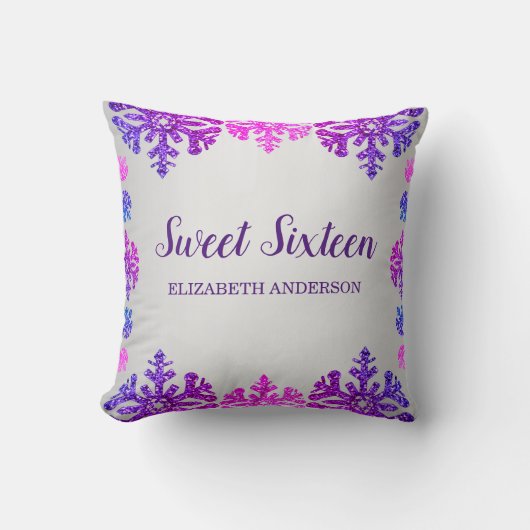 スウィート16ウィンタースノーフレーク誕生日 クッション (正面)