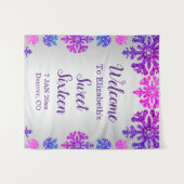 スウィート16ウィンタースノーフレーク誕生日 タペストリー (正面(横))