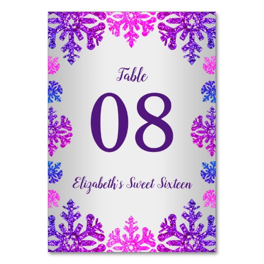 スウィート16ウィンタースノーフレーク誕生日 テーブルナンバー (正面)