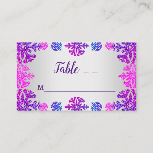 スウィート16ウィンタースノーフレーク誕生日 プレイスカード (正面)