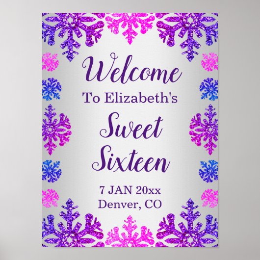 スウィート16ウィンタースノーフレーク誕生日 ポスター (正面)