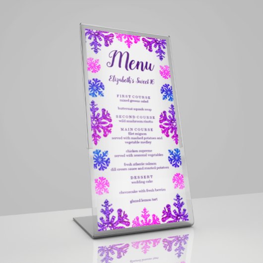 スウィート16ウィンタースノーフレーク誕生日 メニュー