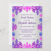 スウィート16ウィンタースノーフレーク誕生日 招待状 (正面)