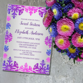 スウィート16ウィンタースノーフレーク誕生日 招待状