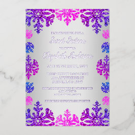 スウィート16ウィンタースノーフレーク誕生日 箔招待状