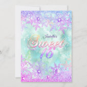 スウィート16ウィンターワンダーランドティール（緑がかった色）ブルーパープルピンク 招待状 (正面)
