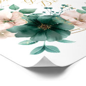 スウィート16エメラルドグリーンフローラゲストブックサイン ポスター (角)