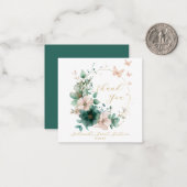 スウィート16エメラルドグリーンフローラサンキューカード ノートカード (正面/裏面インサイチュ)