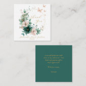 スウィート16エメラルドグリーンフローラサンキューカード ノートカード (正面/裏面)