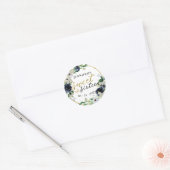 スウィート16エメラルドネイビーブルーフローラバタフライ ラウンドシール (封筒)