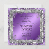 スウィート16エレガントパープルシルバー16thバースデーパーティー 招待状 (裏面)