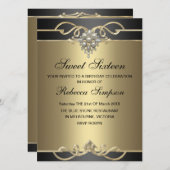 スウィート16エレガントパール金ゴールド誕生日招待状 招待状 (正面/裏面)