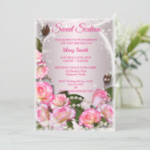 スウィート16エレガントピンクローズ誕生日招待状 招待状 (スタンド正面)