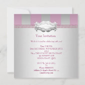 スウィート16エレガントホワイトピンクストライプ誕生日 招待状 (裏面)