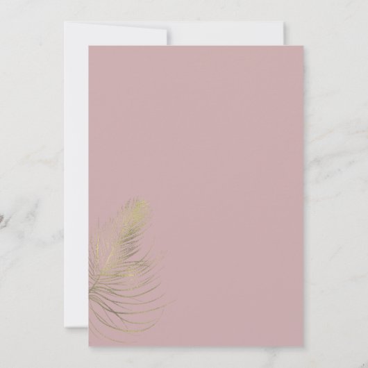 スウィート16エレガント赤面ピンクブルー金ゴールド羽 招待状 (裏面)