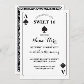 スウィート16エースオブスペード遊ズカードベガス誕生日 招待状 (正面/裏面)