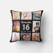 スウィート16カスタムフォトコラージュ黒銀 クッション (裏面)