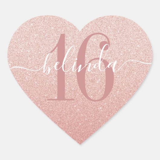 スウィート16ガーリーバラ金ゴールド赤面ピンクモノグラム名 ハートシール (正面)