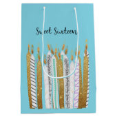 スウィート16キャンドル誕生日 ミディアムペーパーバッグ (裏面)