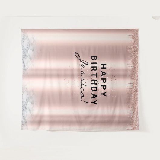 スウィート16キンセアニラ誕生日ピンクエレガントク タペストリー (正面(横))