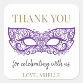 スウィート16クインスマスクレードボールバースデーパーティー スクエアシール (正面)