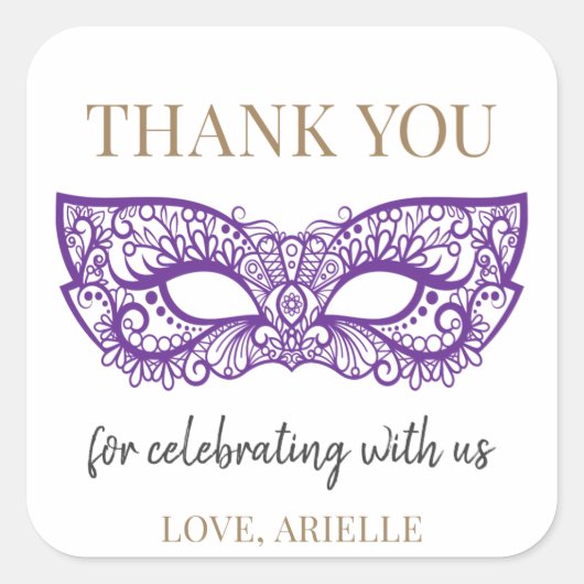 スウィート16クインスマスクレードボールバースデーパーティー スクエアシール (正面)