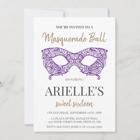 スウィート16クインスマスクレードボールバースデーパーティー 招待状 (正面)