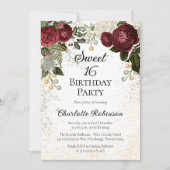 スウィート16グラムブルゴーニュバラフローラバースデーパーティー 招待状 (正面)