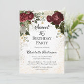 スウィート16グラムブルゴーニュバラフローラバースデーパーティー 招待状 (スタンド正面)