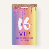 スウィート16グリッタリーレインボー誕生日招待状 バッジ (正面)