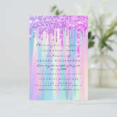 スウィート16グリッタードリップスピンクブルー結婚ズブライダル 招待状 (スタンド正面)