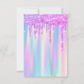 スウィート16グリッタードリップスピンクブルー結婚ズブライダル 招待状 (裏面)