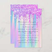 スウィート16グリッタードリップスピンクブルー結婚ズブライダル 招待状 (正面/裏面)