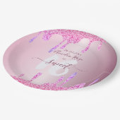 スウィート16グリッタードリップスピンクメタリック誕生日 ペーパープレート (アングル)