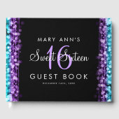 スウィート16ゲストブックパーティーパープル&ターコイズライト ゲストブック (正面)