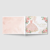 スウィート16ゲストブック赤面ピンクガウンフローラ ゲストブック (全面)