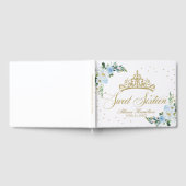 スウィート16ゲストブック金ゴールドティアラベビーブルーフローラ ゲストブック (全面)