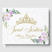 スウィート16ゲストブック金ゴールドティアララベンダーフローラ ゲストブック (正面)