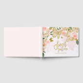 スウィート16ゲストブック金ゴールド赤面バタフライフローラ ゲストブック (全面)