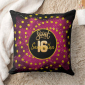 スウィート16ゴールデングリッター名スクリプト装飾用クッション クッション (ブランケット)