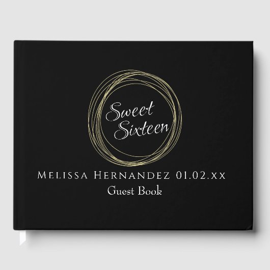 スウィート16ゴールドフォイルラグジュアリーサーキュラーバースデーパーティー ゲストブック (正面)